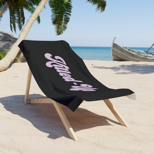 Kitted-Up Beach Towel (Black/ Lavender Logo)